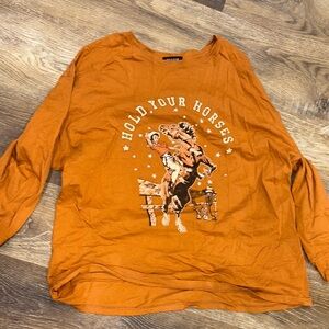 Orange Graphic Long Sleeve Shirt